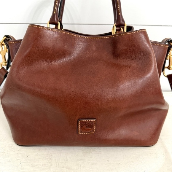 Dooney & Bourke Chestnut Florentine Leather Barlow Satchel Crossbody Handbag - Picture 7 of 16